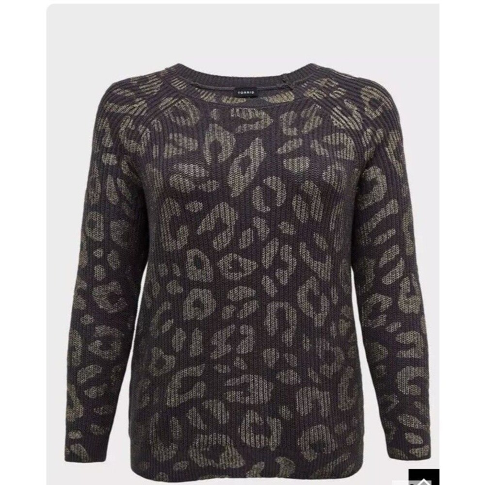Torrid Pullover Sweater Women's Plus 1x Animal Print Leopard Metallic Gold Glam